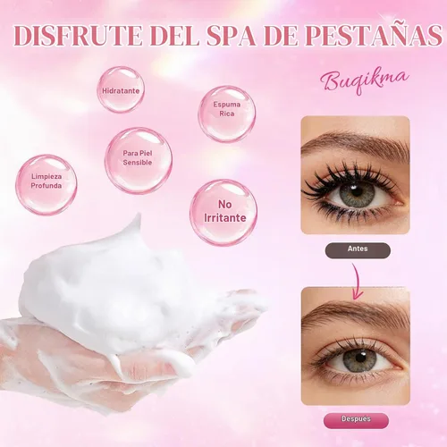Vista 3 de Buqikma Kit de champú de pestañas para extensiones de 2.02 fl oz/60 ml