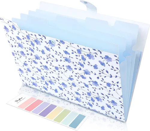 Vista 10 de SKYDUE Carpeta de archivos expandible con 5 bolsillos, organizador de archivos de acordeón, organizador portátil de documentos de papel de recibo