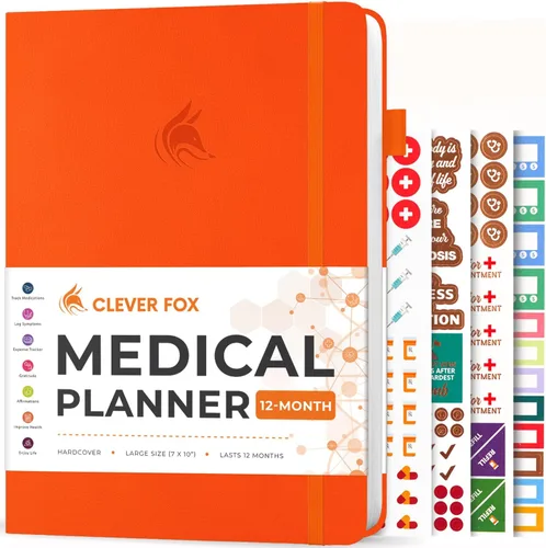 Vista 17 de Clever Fox Agenda médica grande de 12 meses – Cuaderno médico, diario de salud, diario de bienestar para rastrear la salud – 12 meses, 7 x 10.5