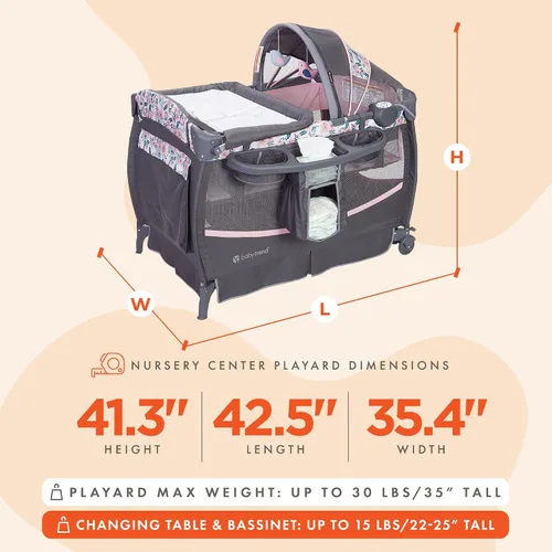 Vista 3 de Baby Trend Deluxe II Nursery Center, Bluebell, 41x47x22 pulgadas (paquete de 1)