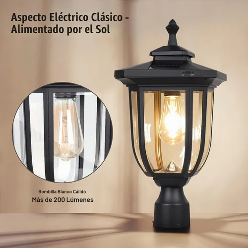 Vista 3 de ST4322Q1 - Luz solar para poste al aire libre, lámpara solar de anochecer a amanecer, luz de poste de aluminio impermeable con montaje en muelle