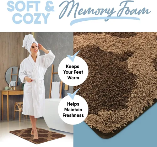 Vista 2 de MICRODRY Home Inspirations Collection - Tapetes de baño suaves y acogedores para baño, de espuma viscoelástica con base antideslizante, microfibra