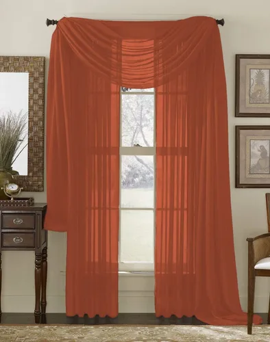 Vista 20 de Juego de 3 piezas de cortinas y cenefa Interior Trends, fina, totalmente cosida, juego de 2 cortinas y 1 cenefa a juego