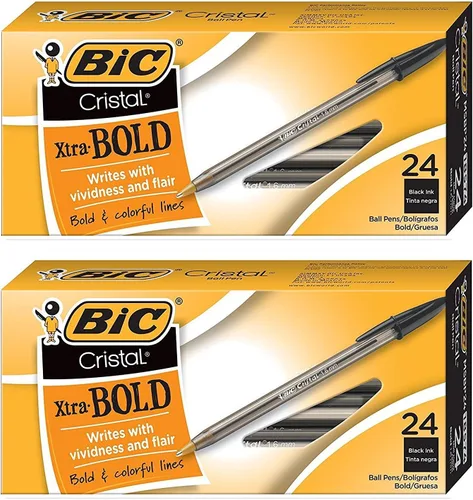Vista 2 de BIC Cristal Xtra Bold - Punta de bola (0.063 pulgadas), negro, 48