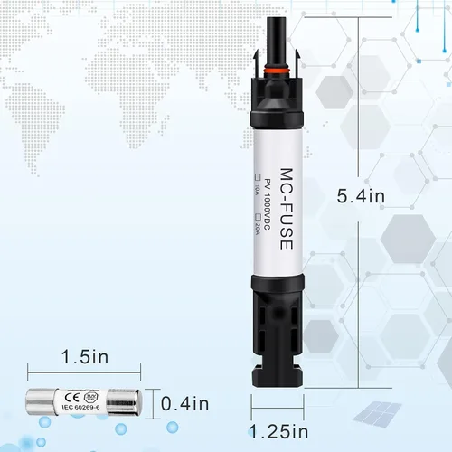 Vista 4 de Conector de fusible solar de 30 A IP68, resistente al agua, 1000 V, portafusibles en línea de 30 A, conector macho y hembra, resistente al agua