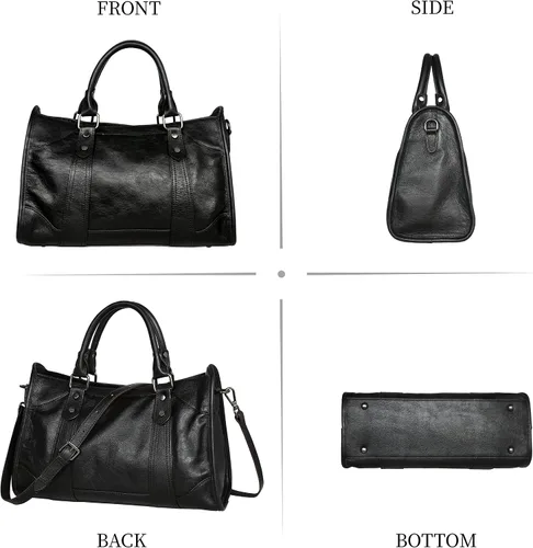 Vista 5 de Iswee Bolso de mano para mujer, bolso de hombro genuino, bolsos de cuero Hobo, bolsos cruzados, bolso vintage
