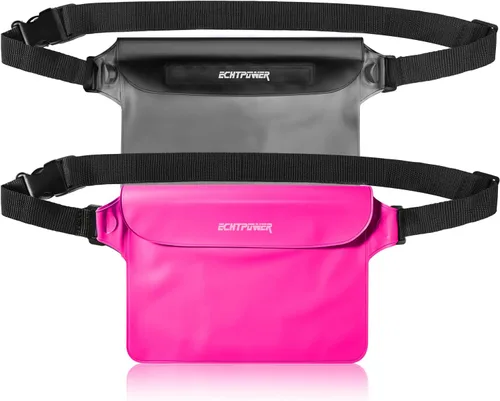 Vista 11 de ECHTPower Paquete de 2 bolsas impermeables, riñonera impermeable, bolsa seca impermeable con correa ajustable para la cintura para playa, natación