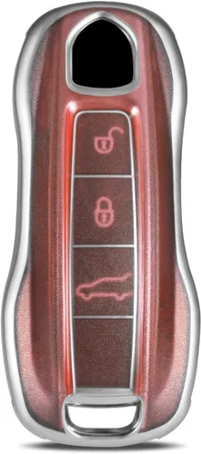Vista 15 de Funda protectora para llavero inteligente compatible con Porsche 911 Cayenne Panamera TAYCAN de 3 botones sin llave, accesorios de control remoto