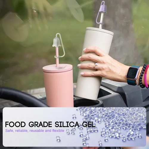Vista 5 de 5 fundas de popote de silicona para vaso Stanley Yeti, tapa de popote reutilizable para beber fácil de limpiar, a prueba de polvo, compatible