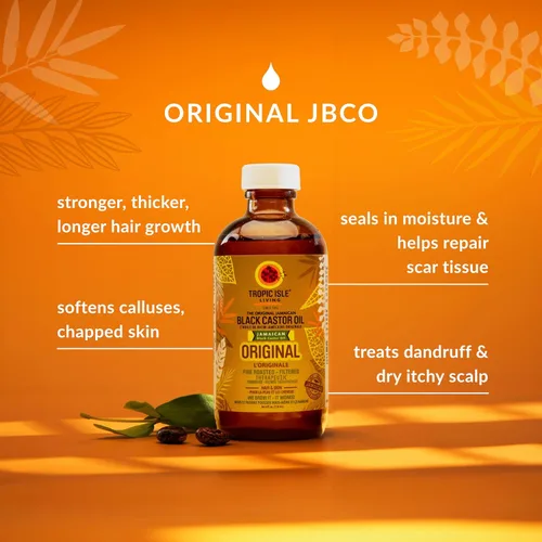 Vista 2 de Tropic Isle Living Aceite de Ricino Negro Jamaiquino 8oz - Para el Crecimiento del Cabello, Acondicionamiento de la Piel, Cejas y Pestañas, Cuidado