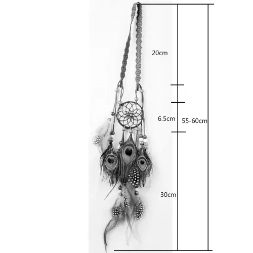 Vista 6 de Zhiheng Bohe - Diadema de plumas hippie con atrapasueños para niñas y mujeres, accesorios para el cabello de carnaval (borgoña)
