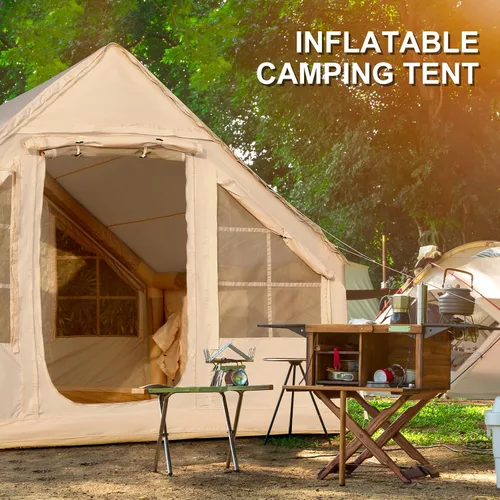 Vista 3 de Tiendas para acampar - Tienda inflable con PUM, Tienda impermeable de instalación instantánea, Tienda de campaña de tela Oxford con tragaluz, tienda