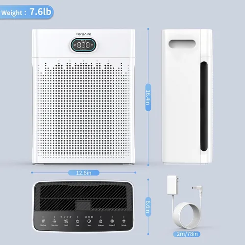 Vista 8 de Purificadores de aire para el hogar, cubierta de monitor de calidad del aire PM 2.5 de hasta 2200 pies cuadrados con modo mascota, temporizador