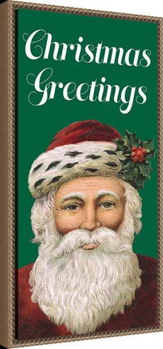 Vista 2 de Amanti Art Lienzo enmarcado para pared, 27 x 14 pulgadas, diseño retro de Santa Claus I por Alicia Longley, lienzo enmarcado para pared, obras
