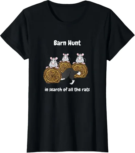 Vista 29 de Funny Barn Hunt - En busca de las ratas con Border Collie Camiseta, Negro