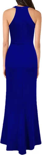 Vista 2 de WOOSEA Vestido largo de cóctel de noche sin mangas con cuello en V para mujer