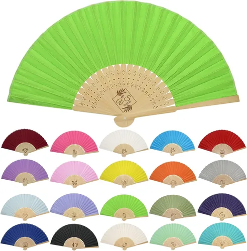 Vista 24 de GZLDGIFTS Abanicos de mano personalizados, regalos para regalos de fiesta de boda, invitados, tela personalizada, seda, jardín, boda, abanicos