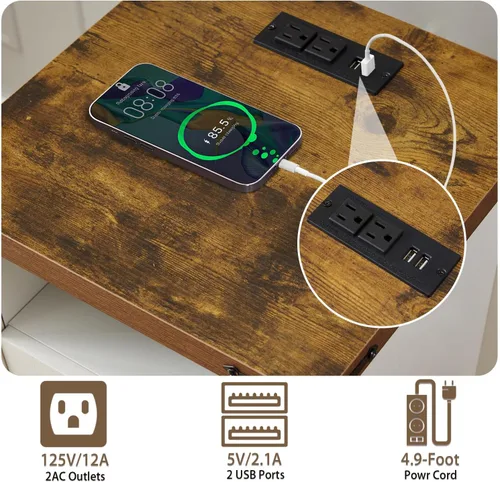 Vista 7 de Juego de 3 mesas de entrada de granja, mesa consola con almacenamiento y 2 mesas auxiliares, juego de mesa de sofá rústica para sala de estar, Negro