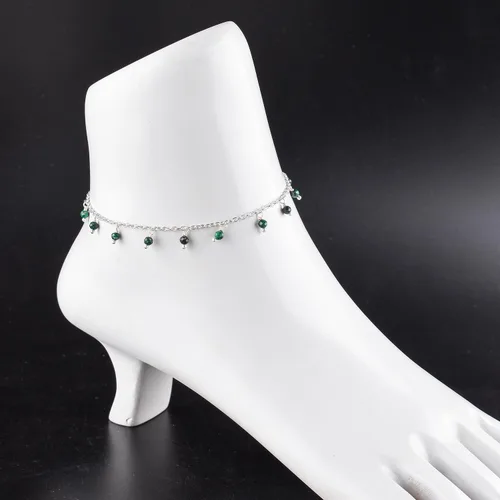 Vista 15 de Yanara Tobilleras de piedras preciosas para mujer, piedra natal natural, chapada en plata, joyería hecha a mano en 8.5 + 1.5 pulgadas, cristales