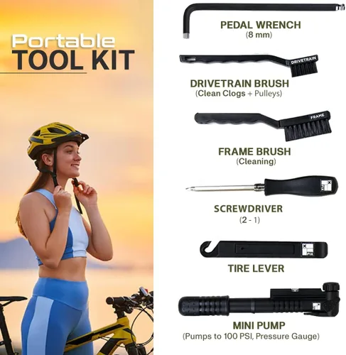 Vista 3 de Fix Manufacturing Kit de reparación de bicicleta de montaña portátil Con 16 herramientas esenciales Rompacadenas MTB, lubricante recargable