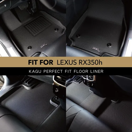 Vista 2 de 3D MAXpider Tapete Kagu de ajuste personalizado (negro) compatible con Lexus RX Series 2023-2024 - Juego completo