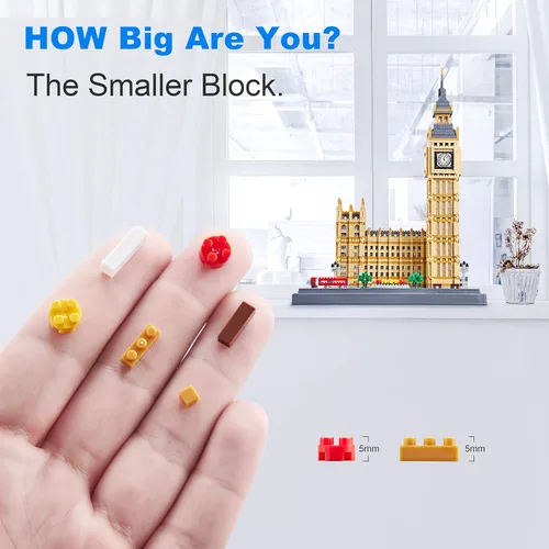 Vista 3 de Big Ben - Juego de bloques de construcción, kit de microbloques de arquitectura londinense con modelo de torre de reloj, construcción creativa