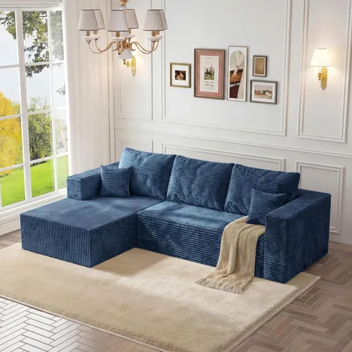 Vista 21 de Sofá otomano modular de pana de 28 pulgadas sin hueso, sofá otomano seccional para sala de estar, color beige