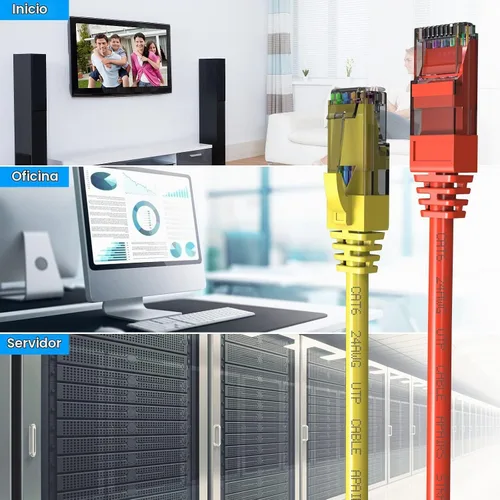 Vista 6 de Cabos de conexión Cat6 de 5 pies (paquete de 6), cable Ethernet Cat 6, cable CCA de 24AWG, red UTP, cable de Internet, compatible para PC, portátil
