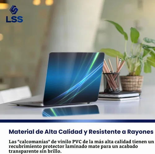 Vista 4 de LSS 15 15,6 pulgadas, adhesivo reutilizable para portátil con 2 almohadillas para muñecas - Protector de vinilo con diseño abstracto, se ajusta a