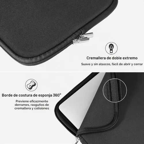 Vista 5 de DTTO Funda protectora delgada de neopreno acolchado para laptop de 15.6-16" Negro