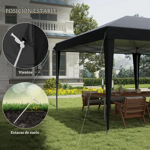 Vista 6 de Outsunny Carpa Emergente de 10' x 20', Carpas de Servicio Pesado Mejoradas para Fiestas, Gazebo Instantáneo al Aire Libre Refugio de Sombra Solar