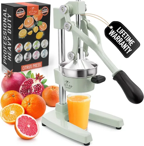 Vista 16 de Zulay Kitchen Exprimidor de hierro fundido, exprimidor manual resistente con coladores desmontables para una fácil limpieza, prensa de jugo
