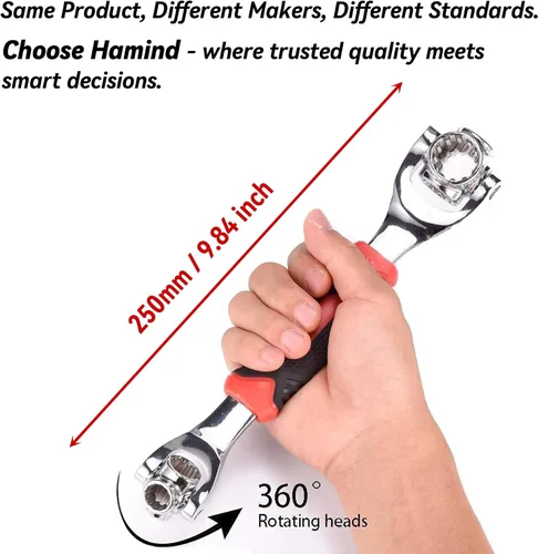 Vista 6 de Llave Universal 52 en 1 Llave de Vaso Herramienta de Llaves Multifunción con Cabezal Giratorio de 360°, Herramienta de Llave para Hogar y Reparación