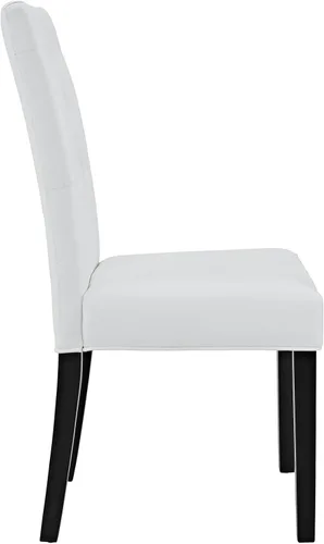 Vista 3 de Modway Confer - Silla Parsons tapizada de piel sintética moderna para cocina y comedor, color blanco