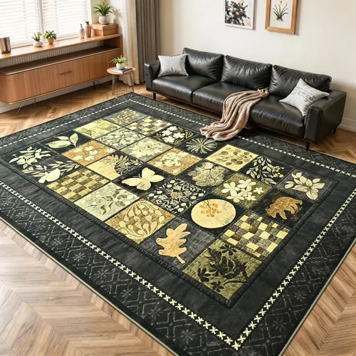 Vista 22 de Tepook Alfombras de área de 5 x 7 pies para sala de estar, alfombra geométrica grande moderna para dormitorio, alfombra de retazos lavable