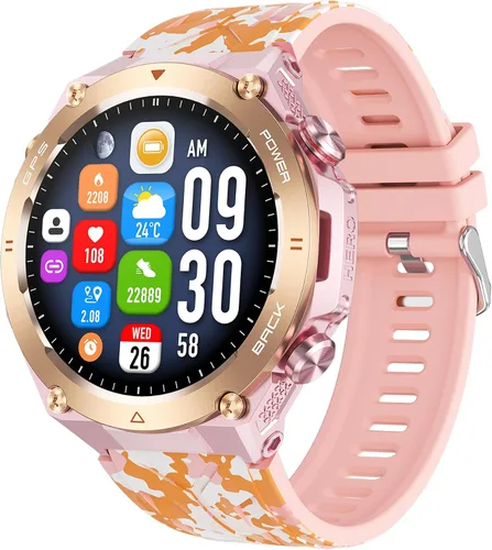 Vista 10 de Yihou ABC - Reloj inteligente de seguimiento GPS para hombre, senderismo, correr, resistente, militar, con marca/respuesta de llamada, brújula Negro