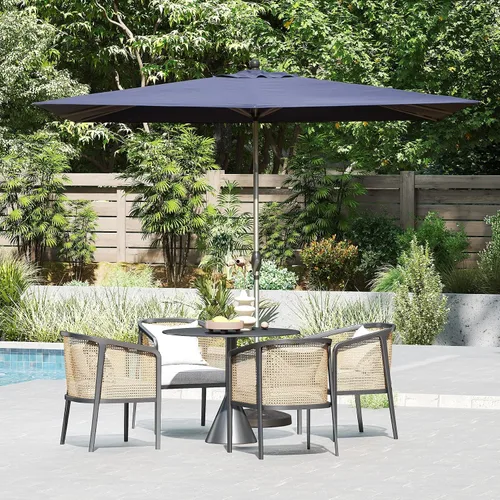 Vista 15 de Domi - Sombrilla rectangular de 6 x 4 pies para patio, sombrilla de mesa para exteriores con 8 varillas resistentes e inclinación, sombrilla de Beige