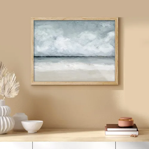 Vista 3 de SIGNWIN Arte de pared enmarcado de paisaje de playa, nube de tormenta, ilustraciones de naturaleza silvestre, impresiones para decoración de pared