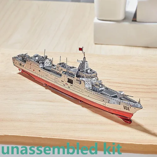 Vista 2 de TECKEEN 1: 1000 kits de barco de metal 3D C22210 055 modelo de destructor simulación buque de combate militar Exposición de ciencia
