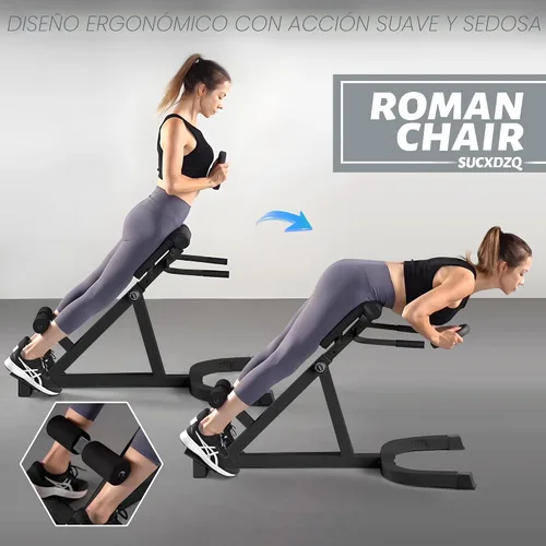 Vista 9 de Extensor de respaldo de silla romana, banco de hiperextensión ajustable doble ángulo y altura para gimnasio en casa, máquina de ejercicio de espalda