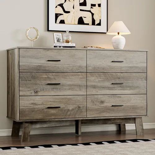 Vista 14 de BORNOON Cómoda para dormitorio con 9 cajones, cómoda moderna de 59 pulgadas de ancho con manijas de metal, base en forma de X y pata central