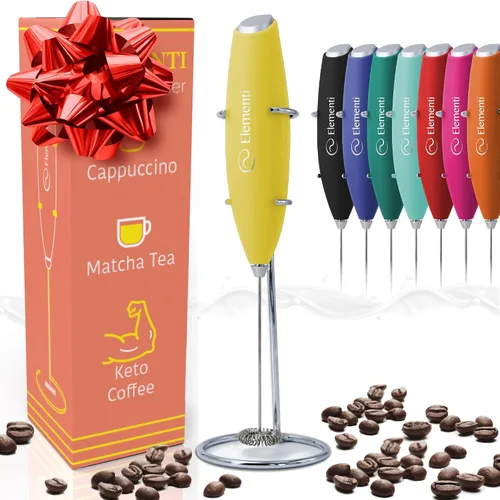 Vista 17 de Espumador Elementi de leche con soporte, motor de esfuerzo de torsión más potente, para hacer cappuccinos, lattes y café a prueba de balas, Negro