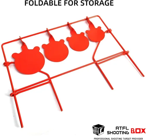 Vista 4 de Atflbox Objetivo para Pistola de Pellets 4 Tamaños Diferentes gongs, Pistola de Aire Comprimido de Metal Pesado, Objetivo Giratoria para Airsoft