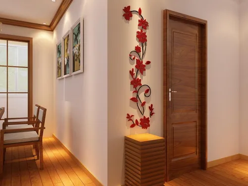 Vista 3 de Murales de pared de flores de ratán 3D para sala de estar, dormitorio, sofá, telón de fondo de televisión, calcomanías originales, regalo
