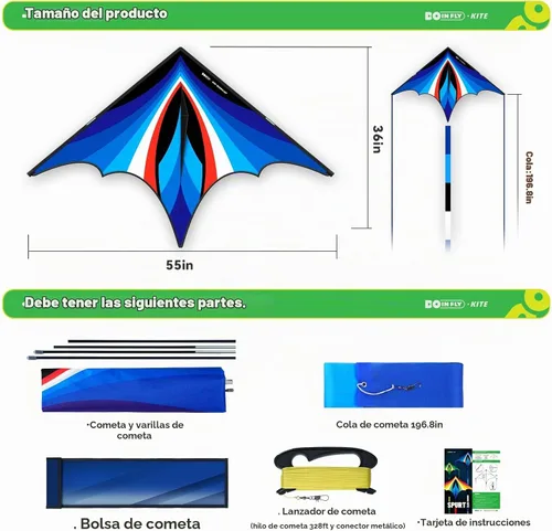 Vista 5 de Cometa en Forma de Triángulo - Fácil de Controlar, con un Diseño Llamativo, es Perfecta para Entretenimiento al Aire Libre y Adecuada