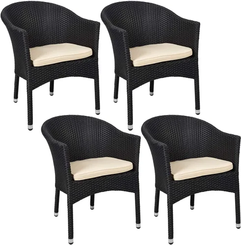 Vista 7 de TRY & DO Silla de comedor de mimbre de ratán para patio al aire libre con cojín suave extraíble, silla de comedor de ratán para interiores
