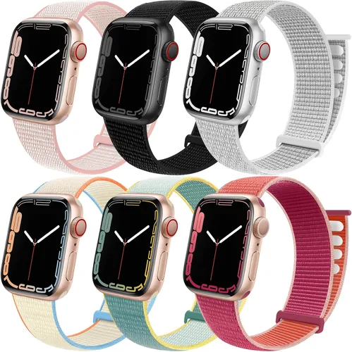 Vista 14 de Paquete de 6 correas deportivas compatibles con Apple Watch de 1.496 in 1.575 in 1.614 in 1.654 in 1.732 in 1.772 in 1.811 in 1.929 in para iWatch
