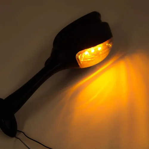 Vista 6 de DREAMIZER Espejo retrovisor lateral LED para motocicleta con luces de señal de giro Lámpara integrada compatible con GSXR 600 750 1000 - Negro
