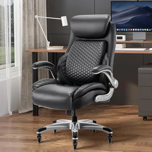 Vista 8 de COLAMY Silla de escritorio ergonómica de oficina con respaldo alto ejecutivo, soporte lumbar emergente, ruedas mejoradas, reposacabezas ajustable