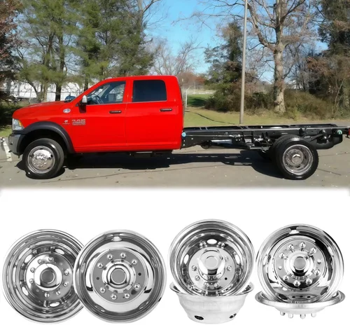 Vista 9 de Juego de simulador de doble rueda de acero inoxidable pulido de 16 pulgadas, compatible con Dodge 2007-2025, Mercedes y Freightliner Sprinter Van